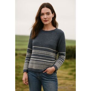 Margaret O’Leary Open Back Linen Striped Sweater S